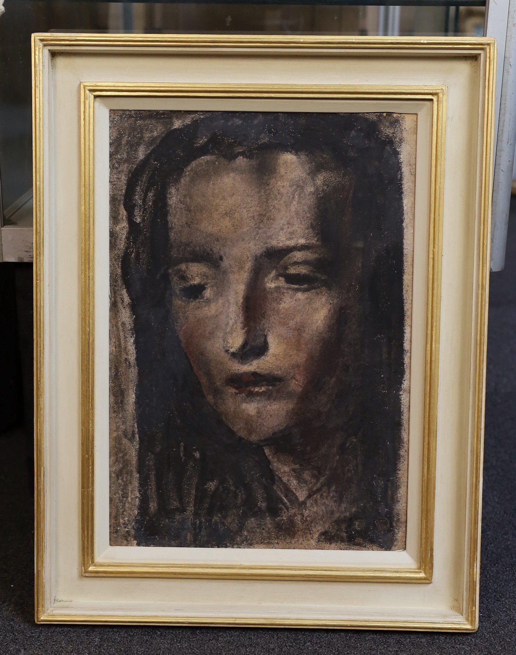Alvaro Guevara (Chilean, 1894-1951), 'Maruja, 1943', encaustic on paper, 49.5 x 34.5cm